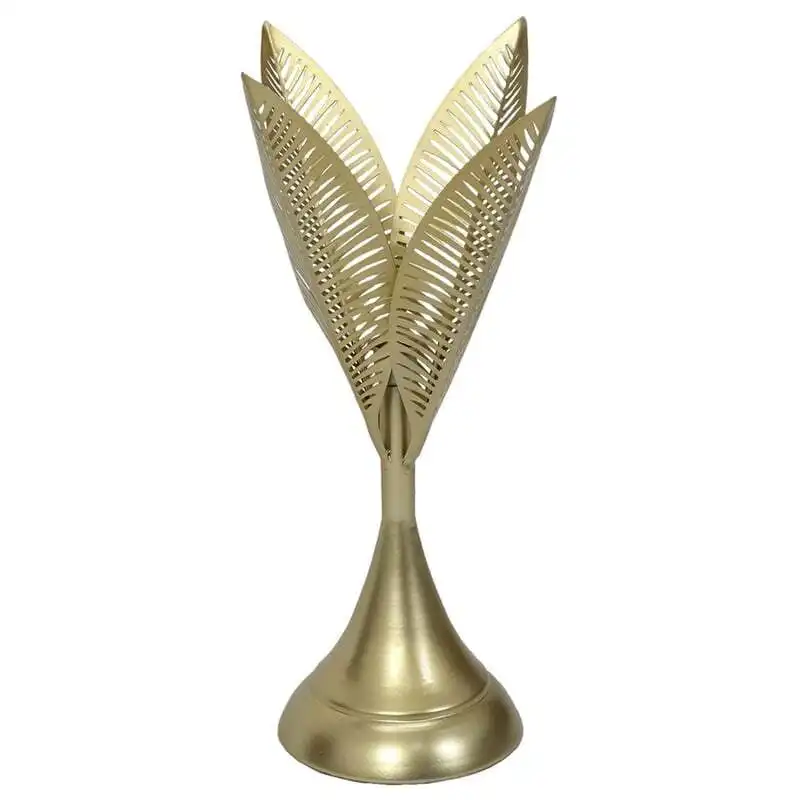 Willow & Silk 40cm Golden Leaves Taper Candle Holder