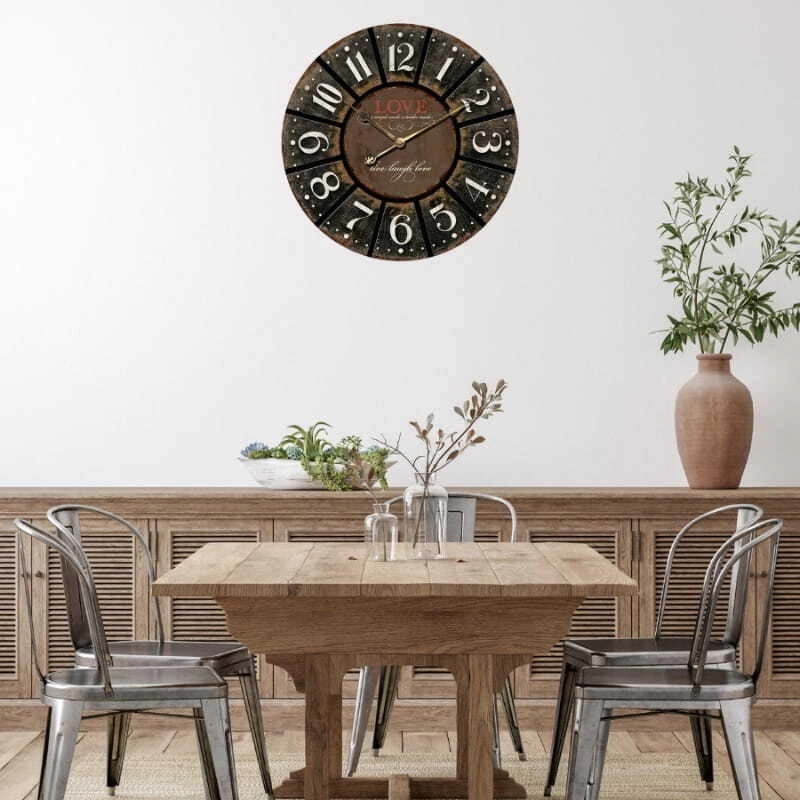 60 cm Round Rustic Love Wall Clock