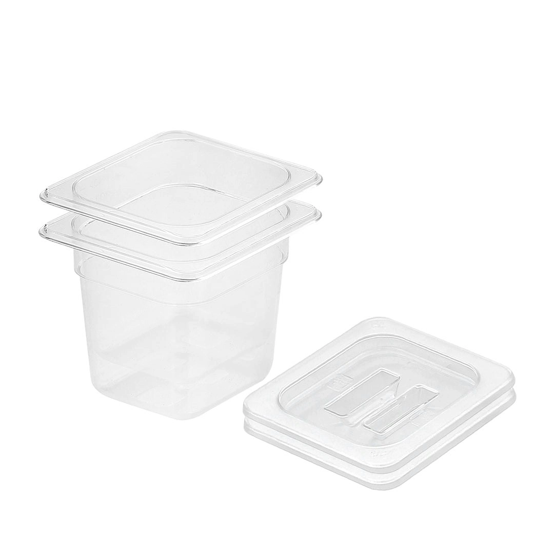 Soga 150mm Clear Gastronorm GN Pan 1/6 Food Tray Storage Bundle of 2 with Lid