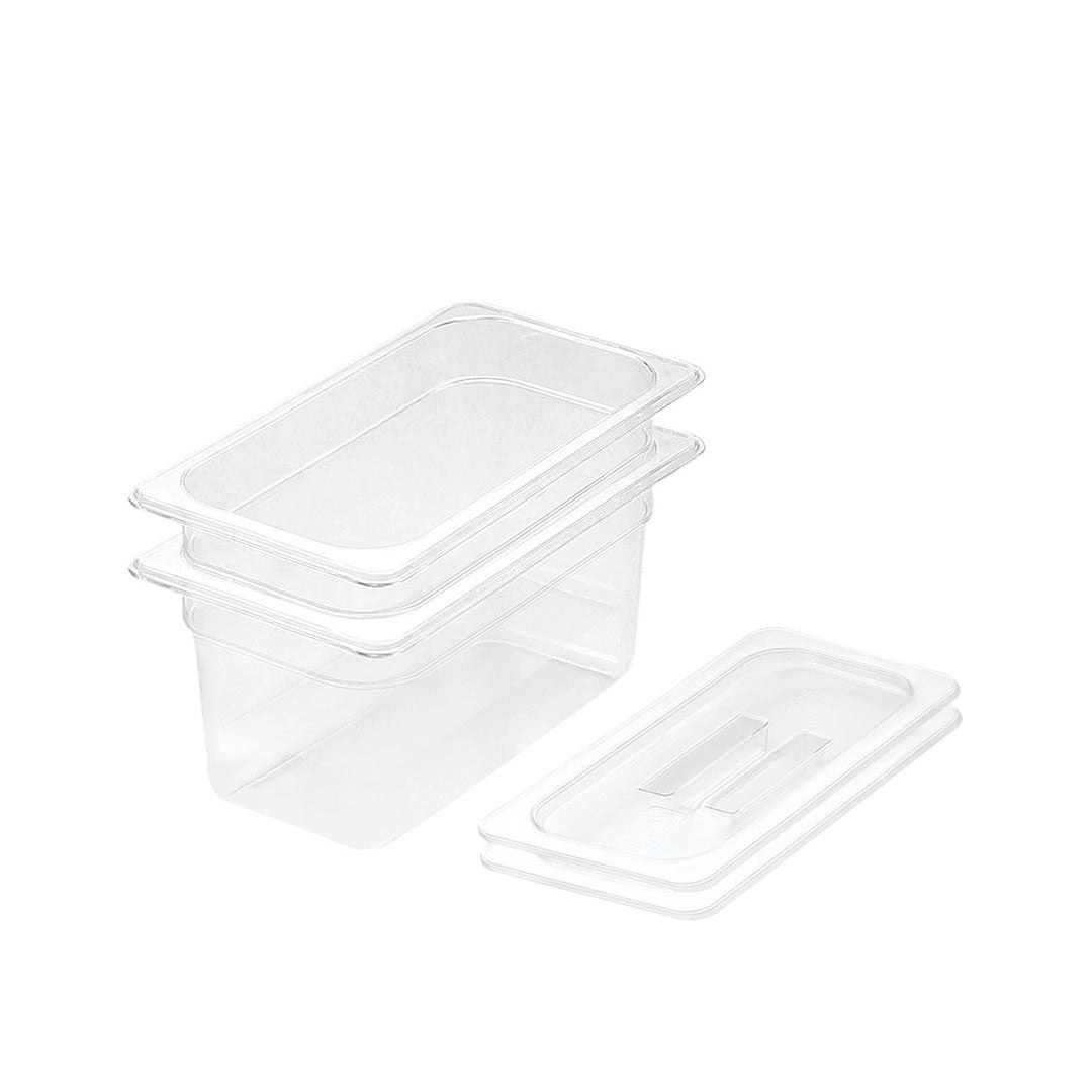 Soga 150mm Clear Gastronorm GN Pan 1/3 Food Tray Storage Bundle of 2 with Lid