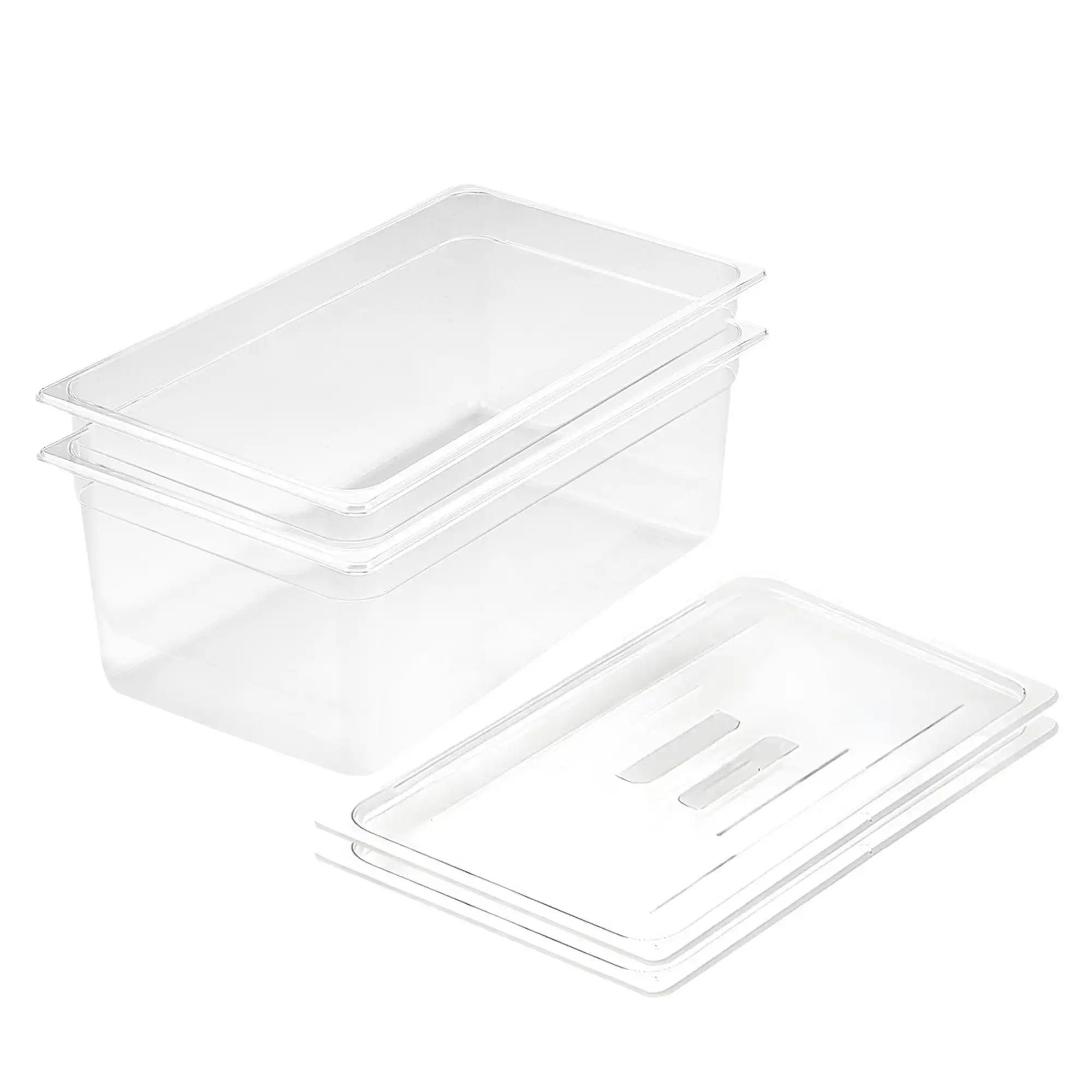 Soga 200mm Clear Gastronorm GN Pan 1/1 Food Tray Storage Bundle of 2 with Lid