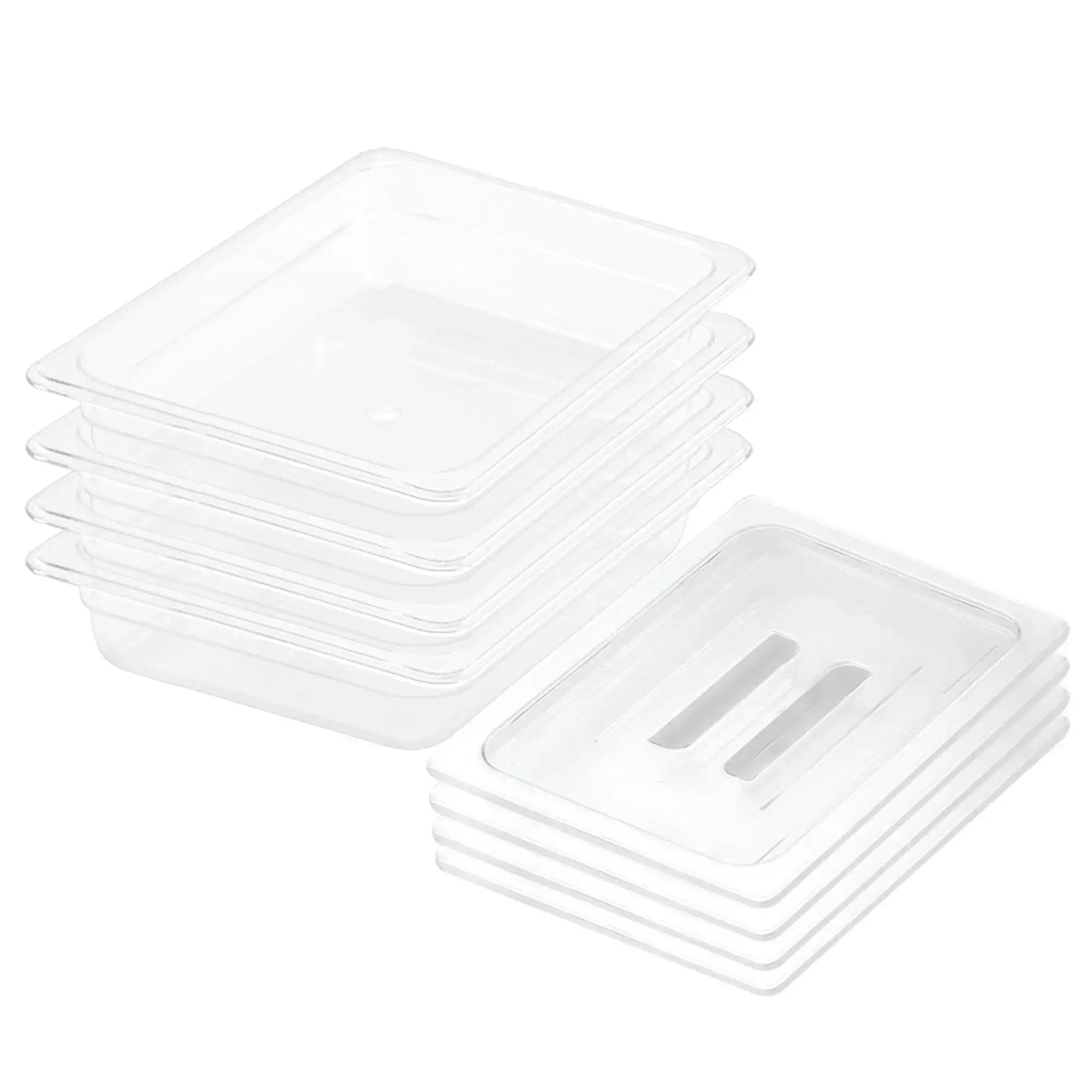 Soga 65mm Clear Gastronorm GN Pan 1/2 Food Tray Storage Bundle of 4 with Lid