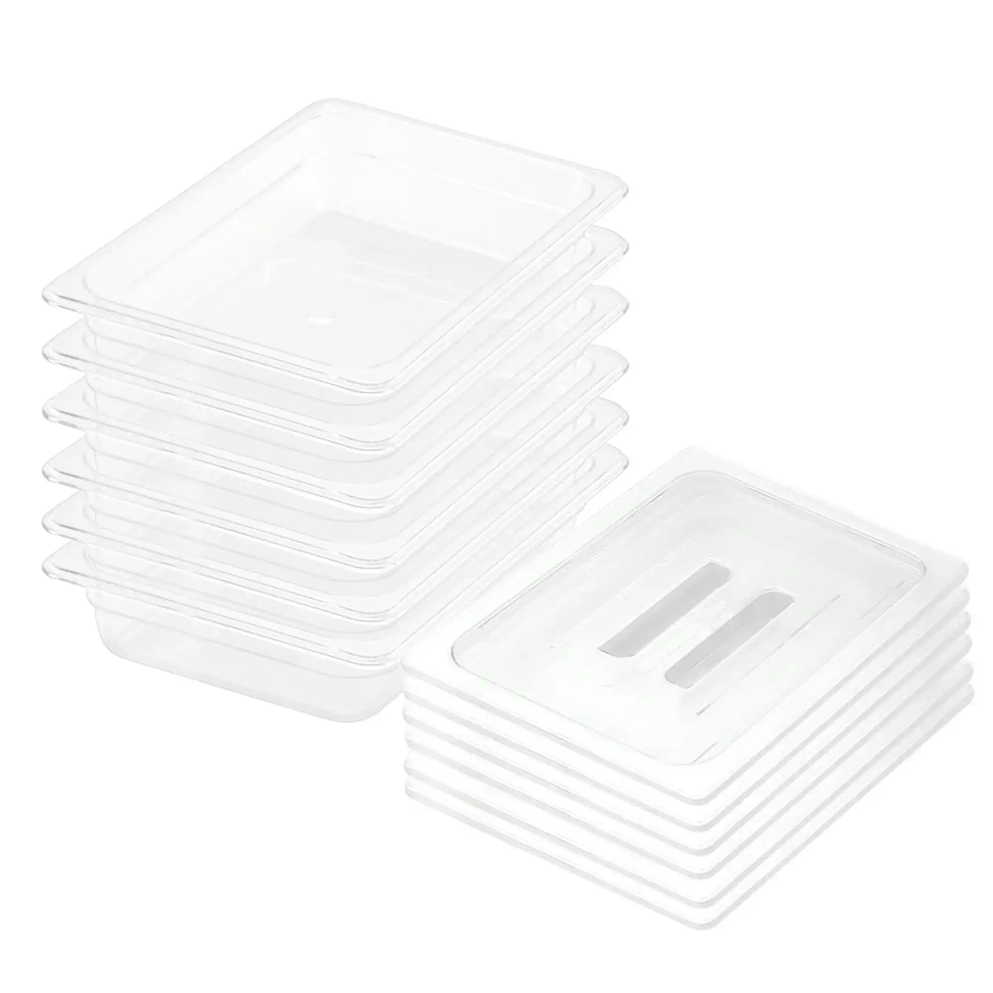 Soga 65mm Clear Gastronorm GN Pan 1/2 Food Tray Storage Bundle of 6 with Lid