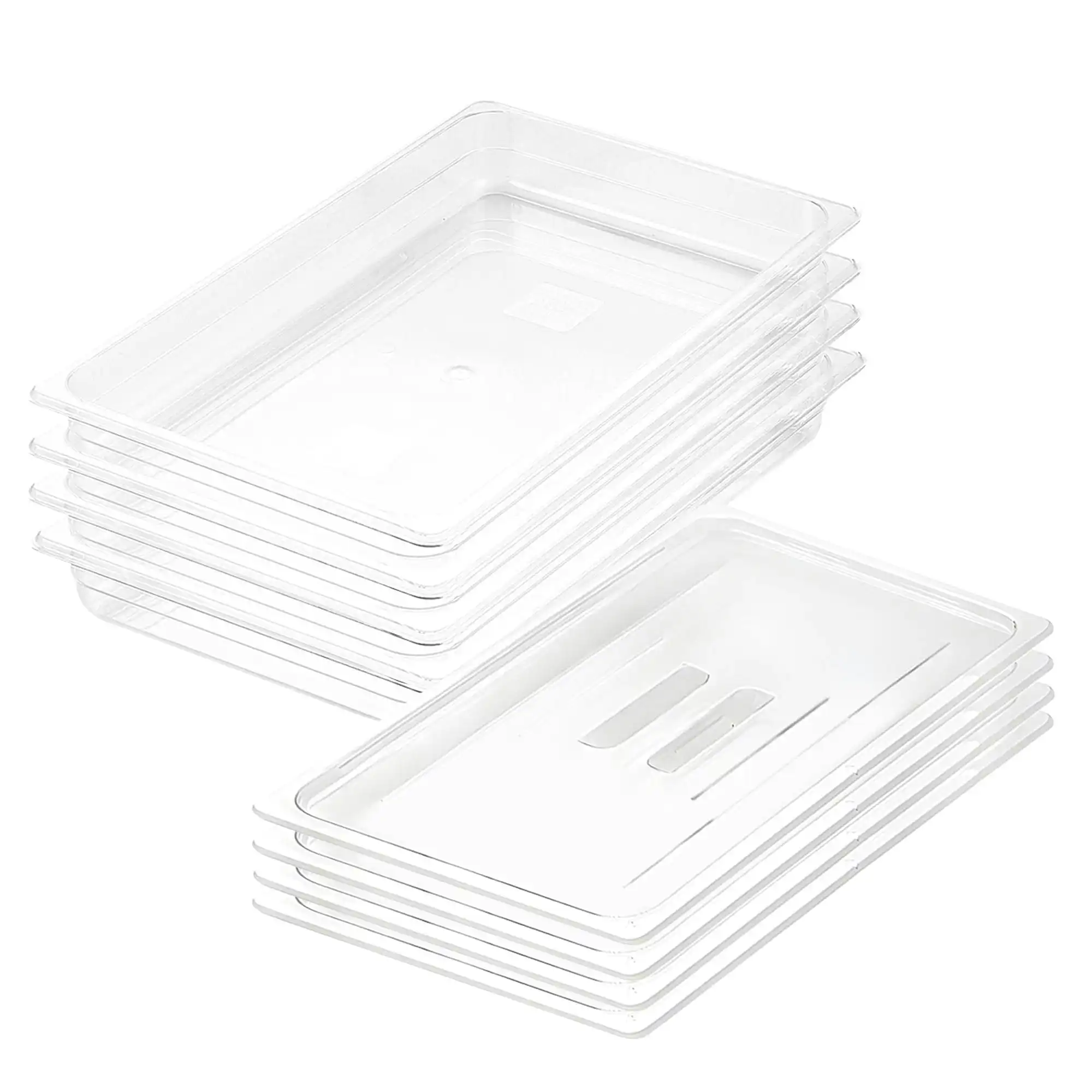 Soga 65mm Clear Gastronorm GN Pan 1/1 Food Tray Storage Bundle of 4 with Lid