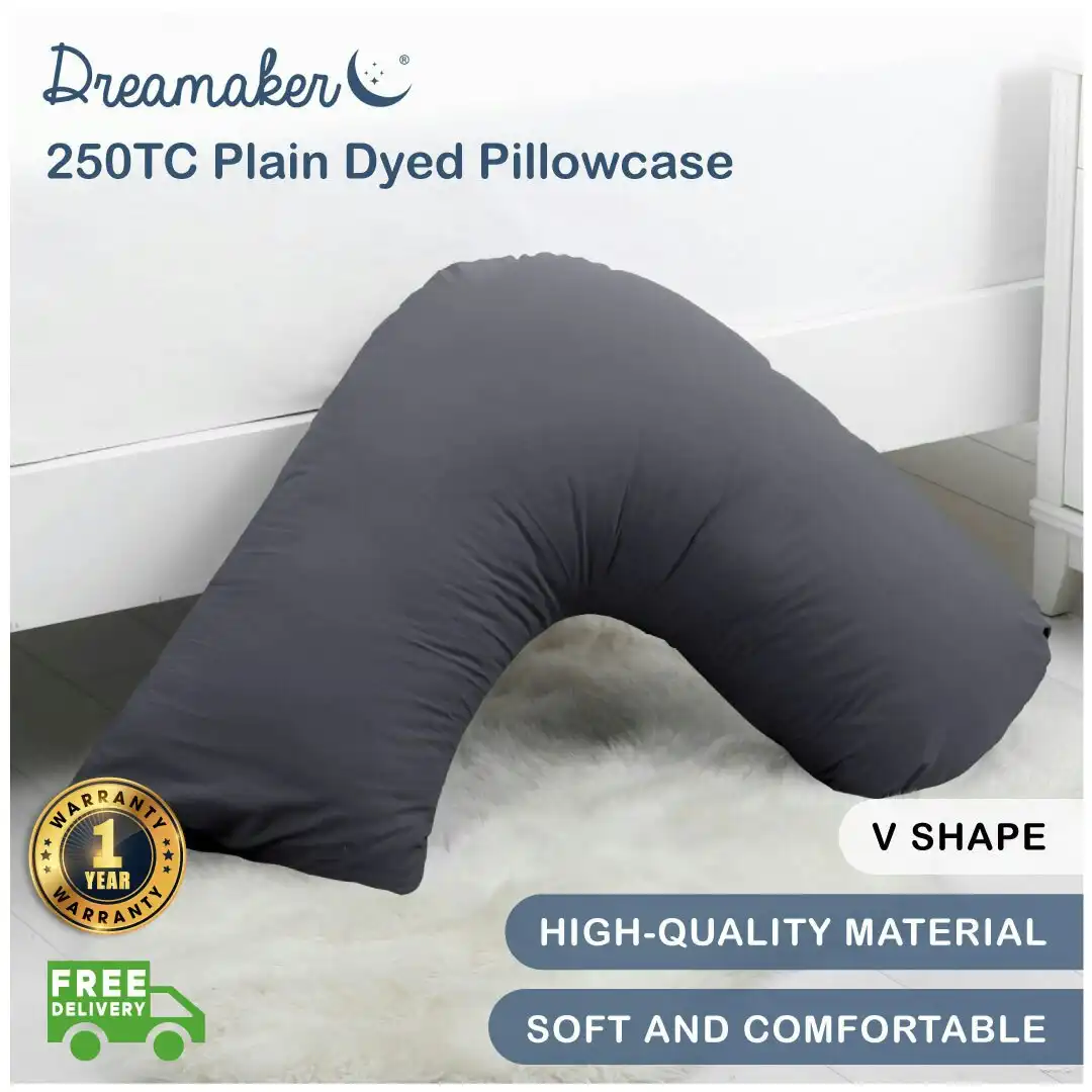 Dreamaker 250TC plain dyed V shape pillowcases-78x78cm single pack vapour