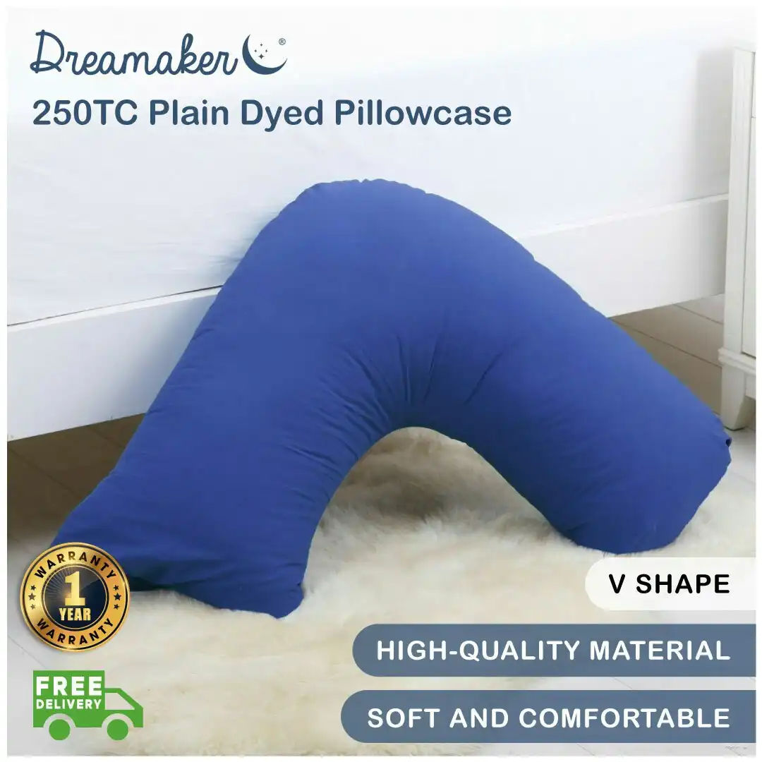 Dreamaker 250TC Plain Dyed V Shape Pillowcase Marine 78x78cm
