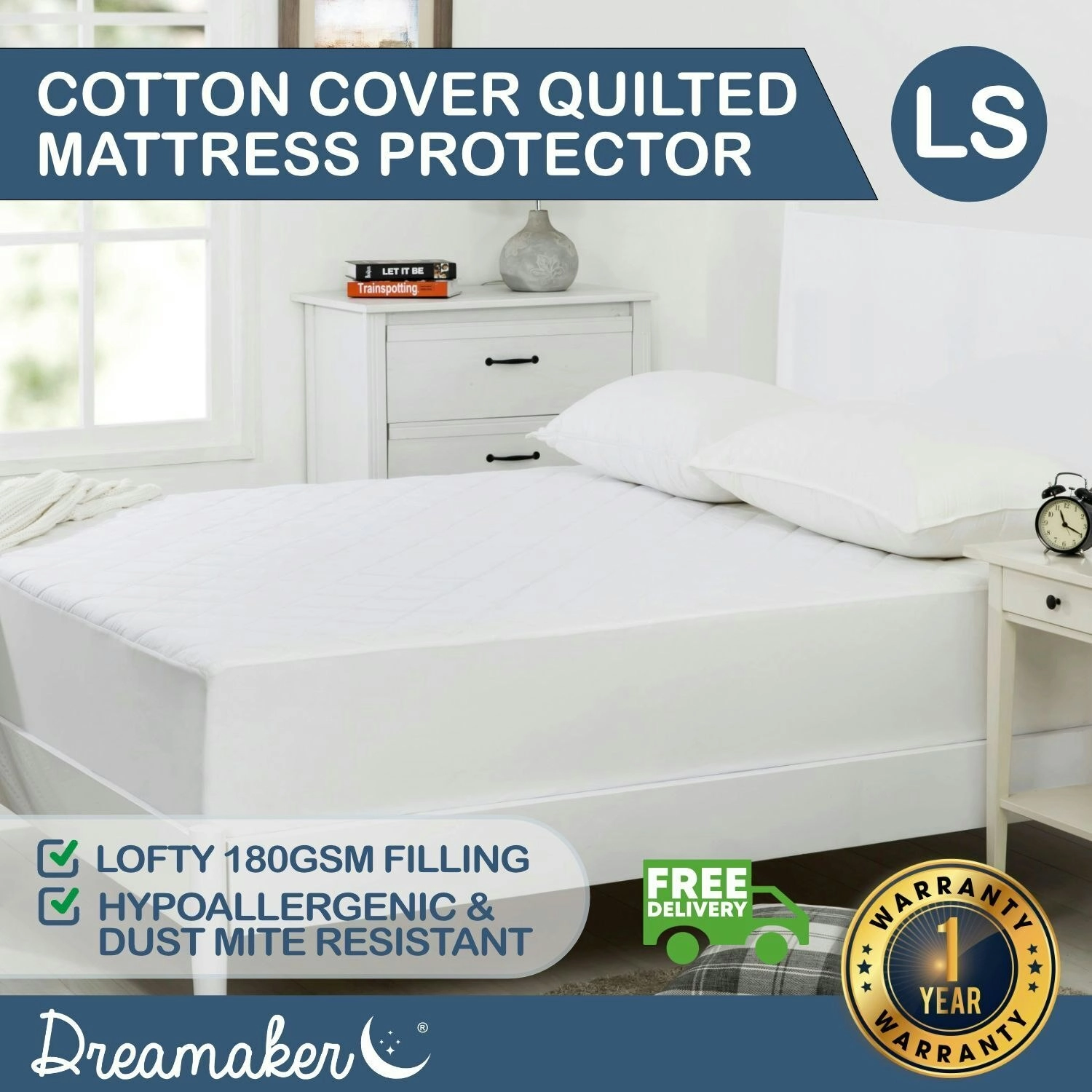 9009515 Dreamaker Cotton Cover Mattress Protector LSB