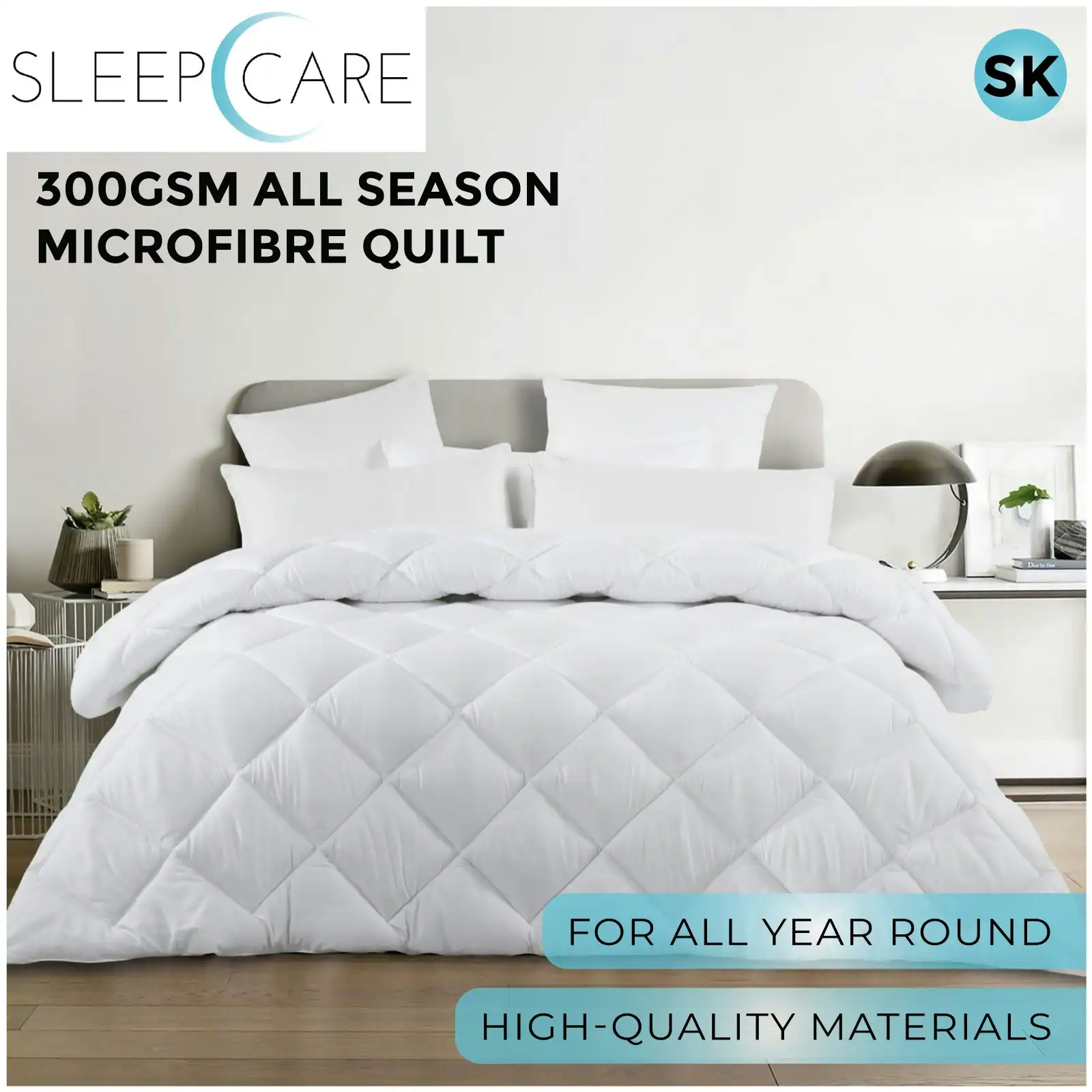 Sleepcare 300GSM All Season Microfibre Quilt Super King Bed