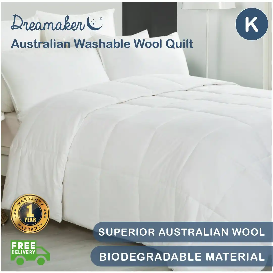 9009004 Dreamaker 500GSM Australian Washable Wool Quilt - King Bed