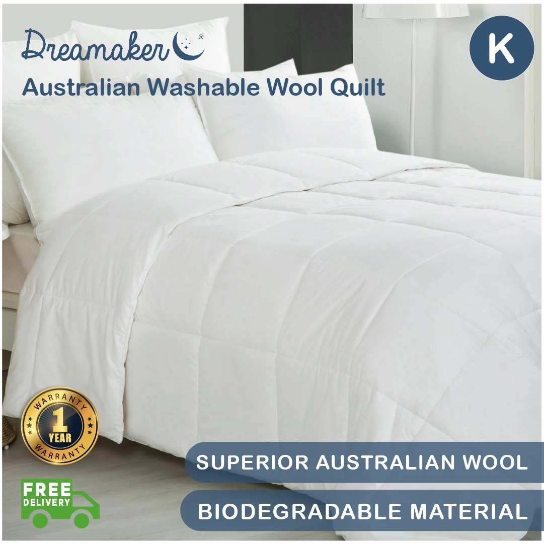 9009004 Dreamaker 500GSM Australian Washable Wool Quilt - King Bed