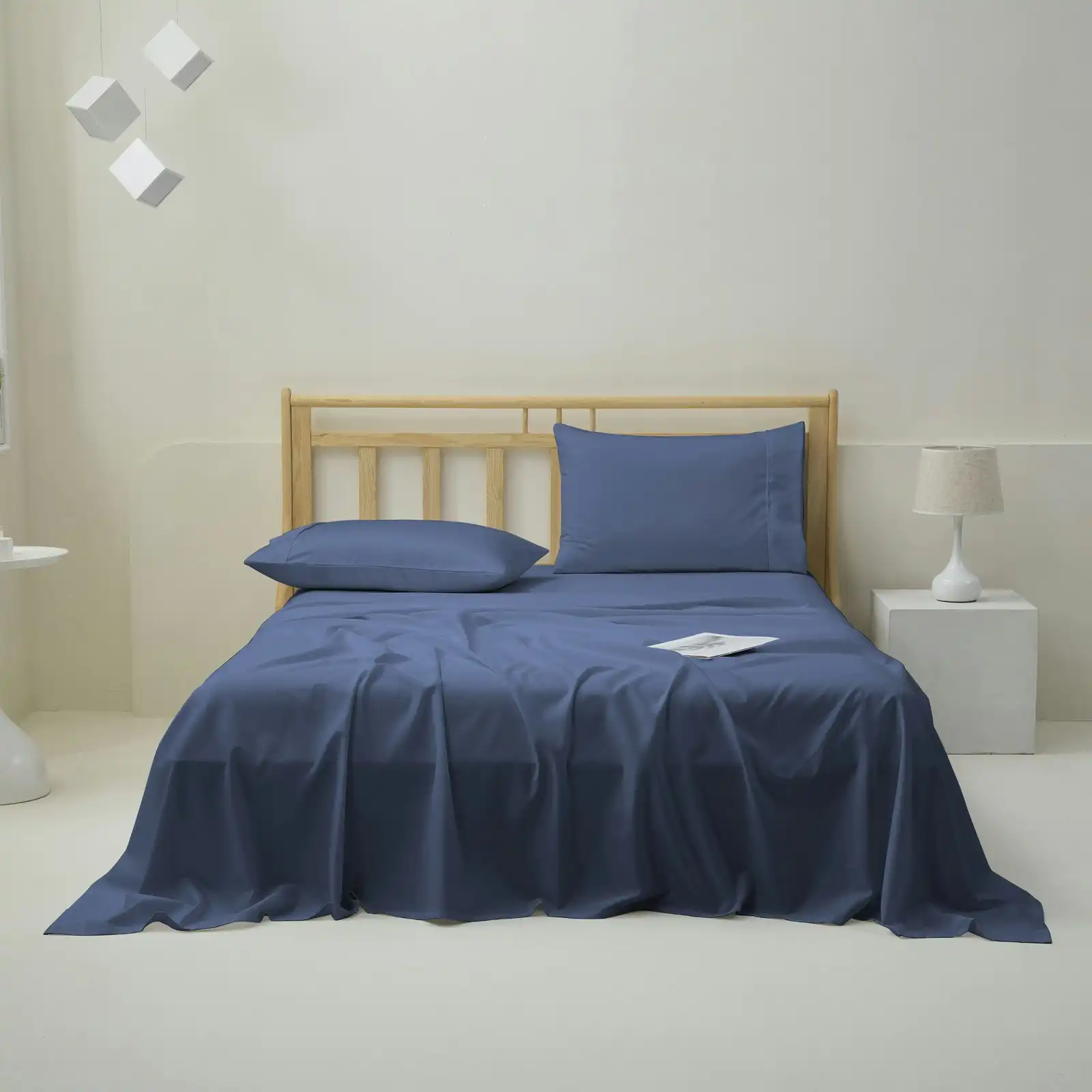 Dreamaker 1500TC Cotton Rich Sateen Sheet Set Navy Single Bed