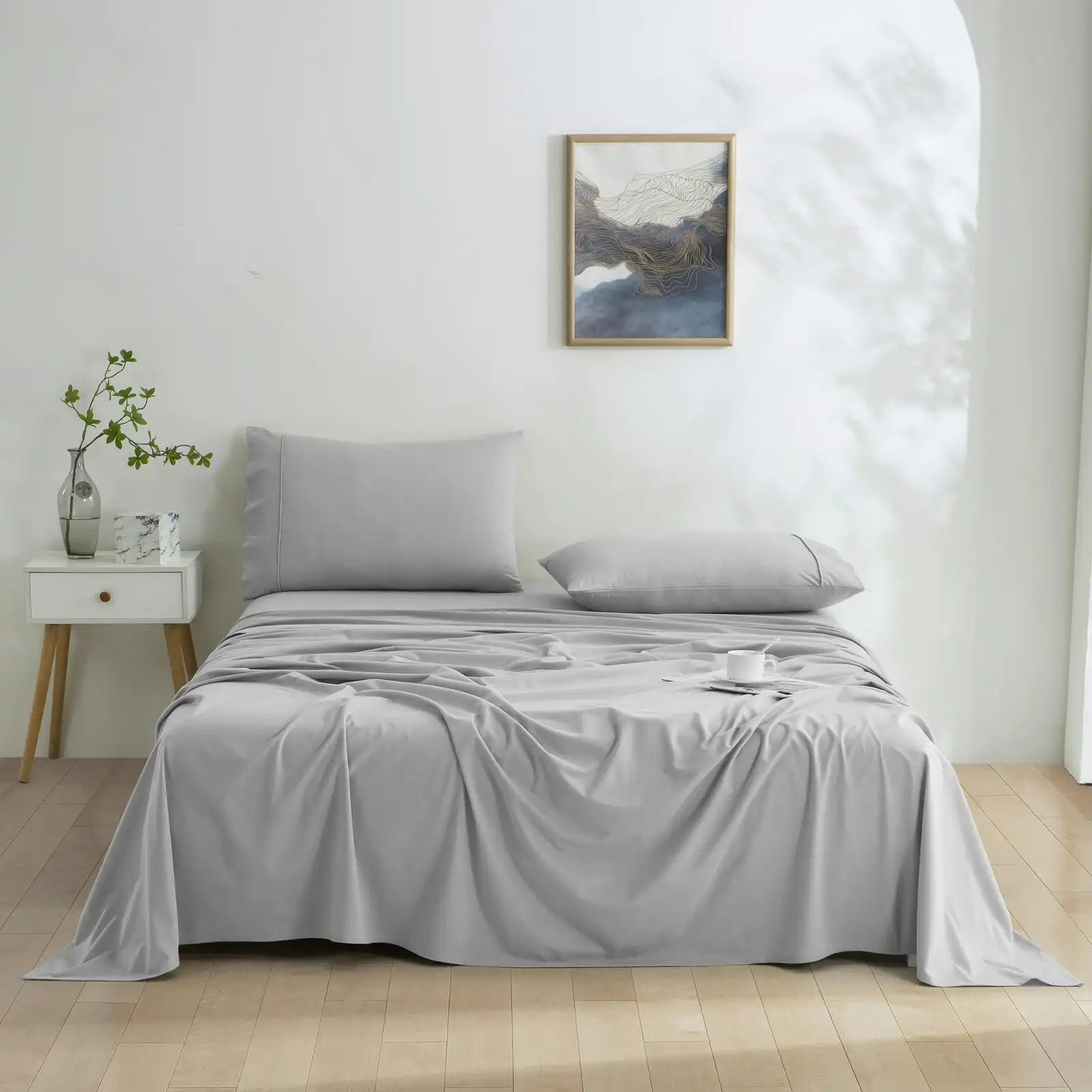 Dreamaker Micro Flannel Sheet Set King Single Bed Silver