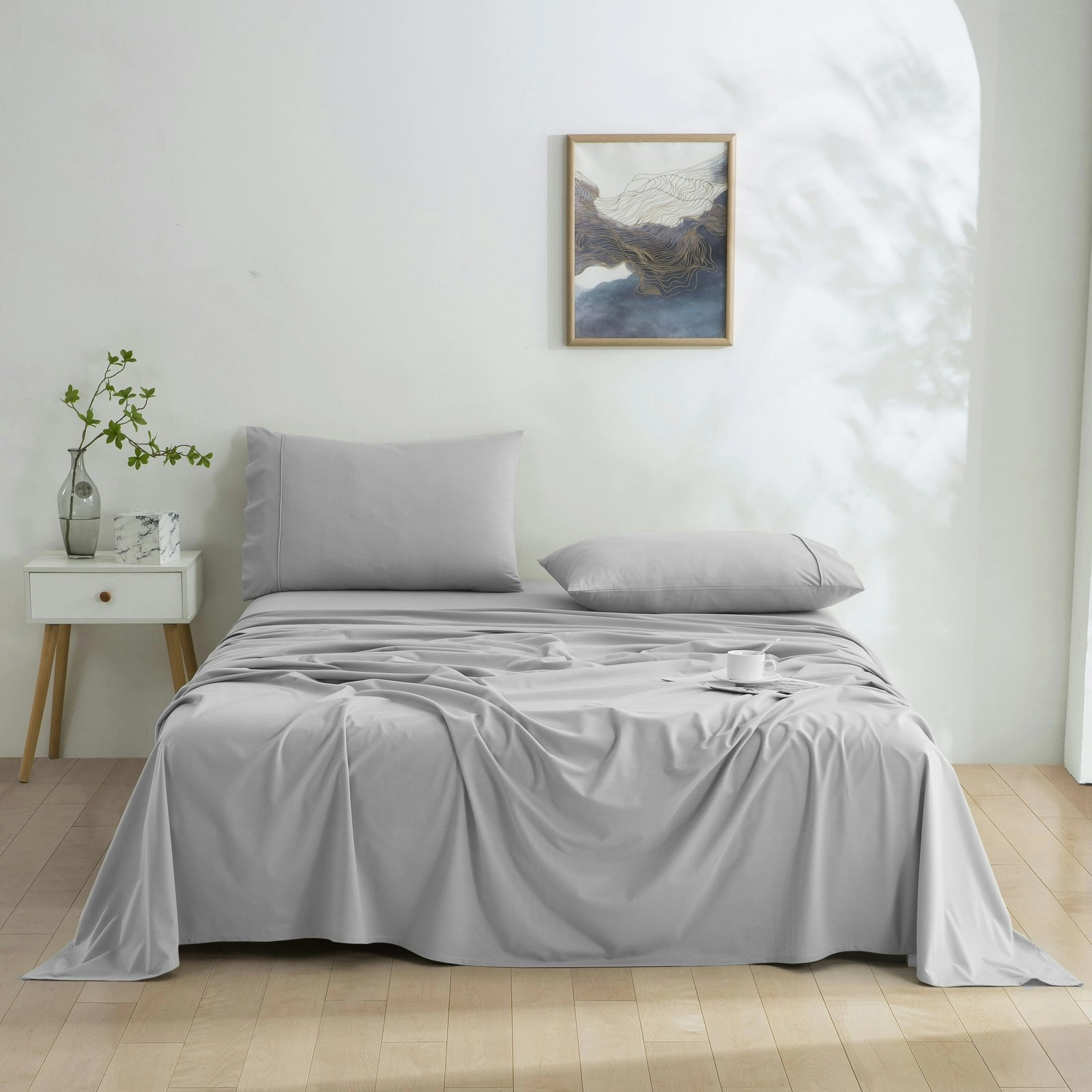 Dreamaker Micro Flannel Sheet Set King Single Bed Silver