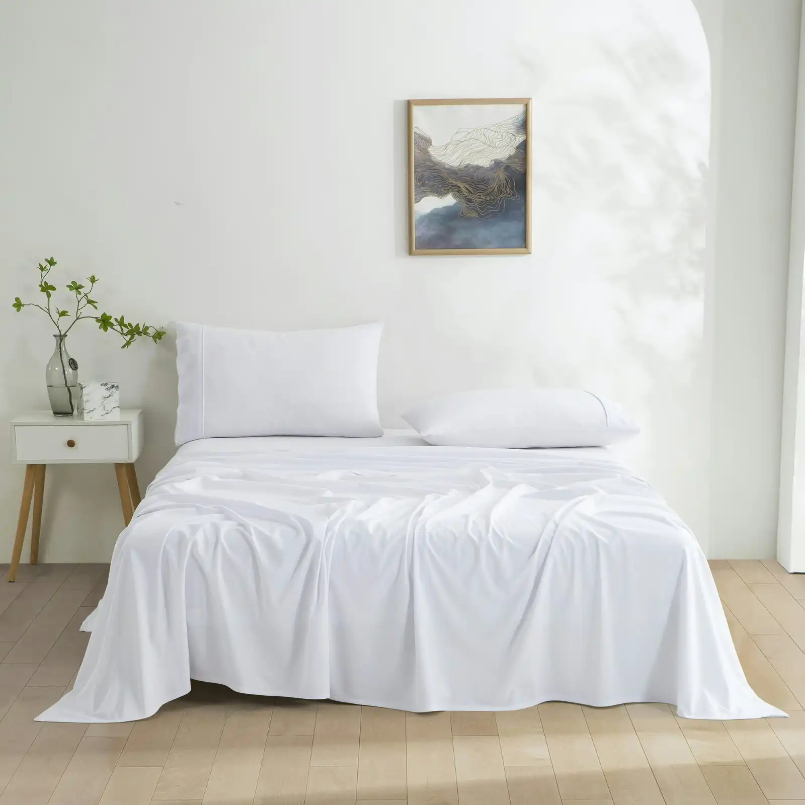 Dreamaker Micro Flannel Sheet Set Double Bed White