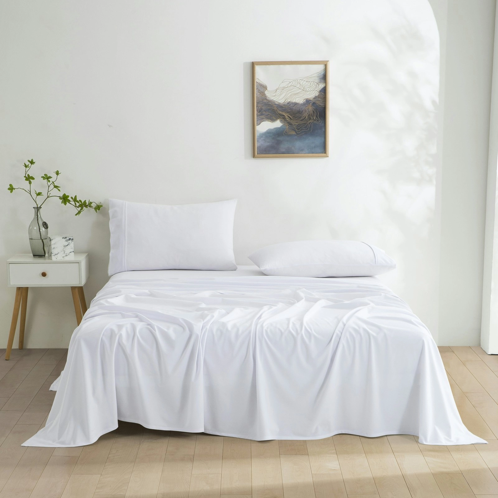 Dreamaker Micro Flannel Sheet Set Double Bed White