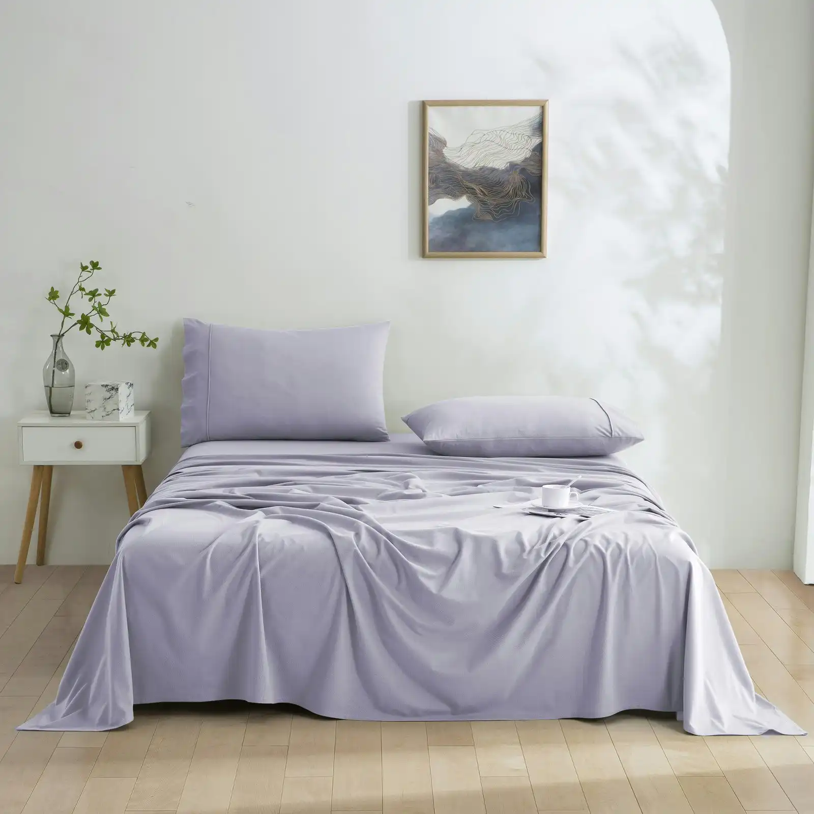 Dreamaker Micro Flannel Sheet Set Queen Bed Lavender