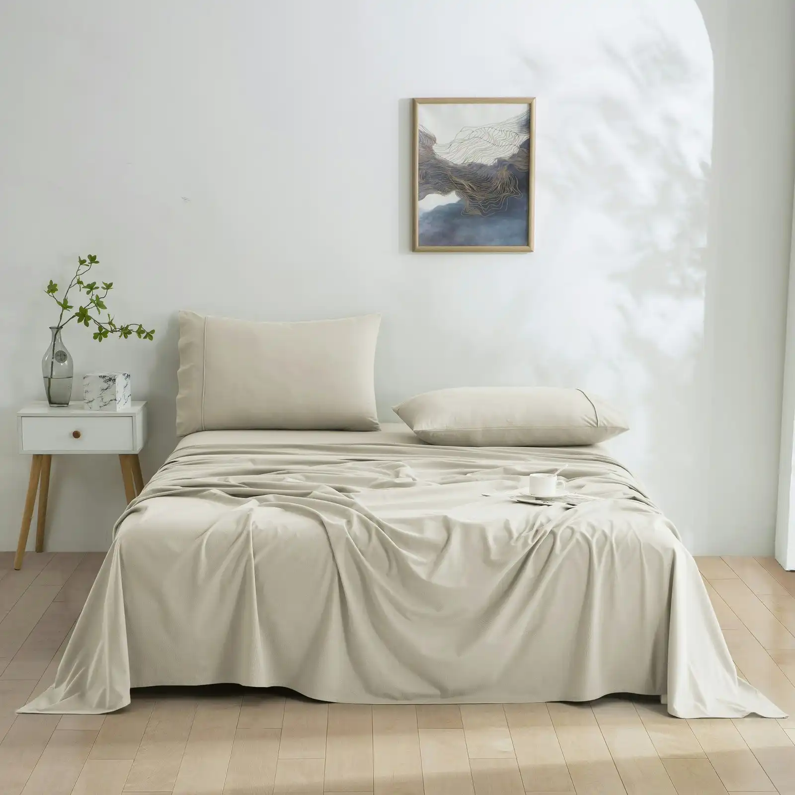 Dreamaker Micro Flannel Sheet Set King Bed Stone