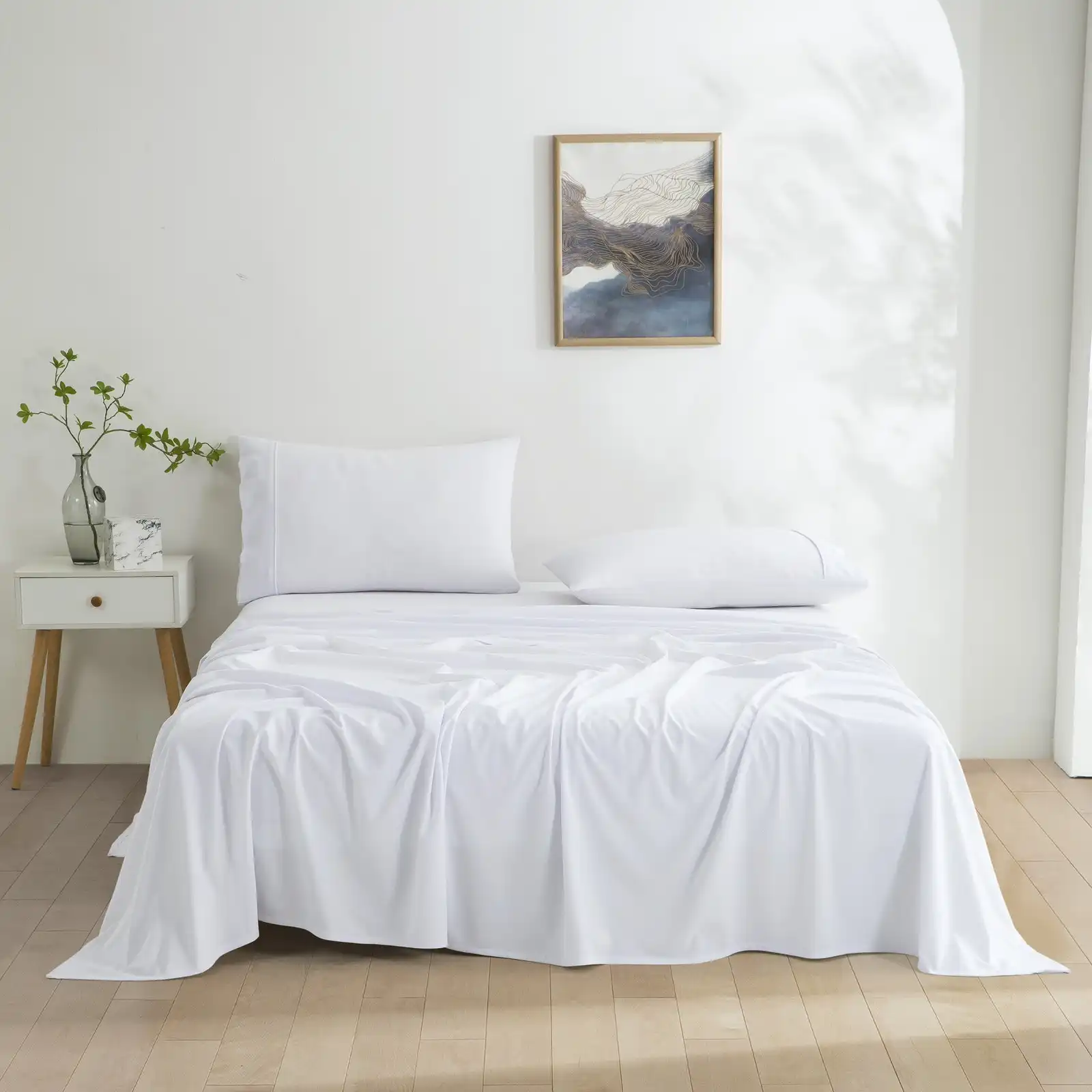 Dreamaker Micro Flannel Sheet Set Super King Bed White
