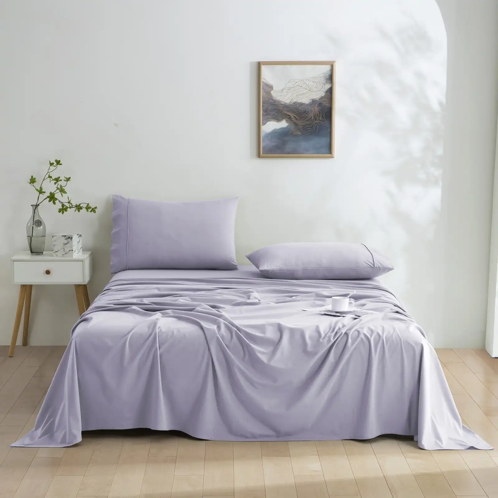 Dreamaker Micro Flannel Sheet Set Super King Bed Lavender