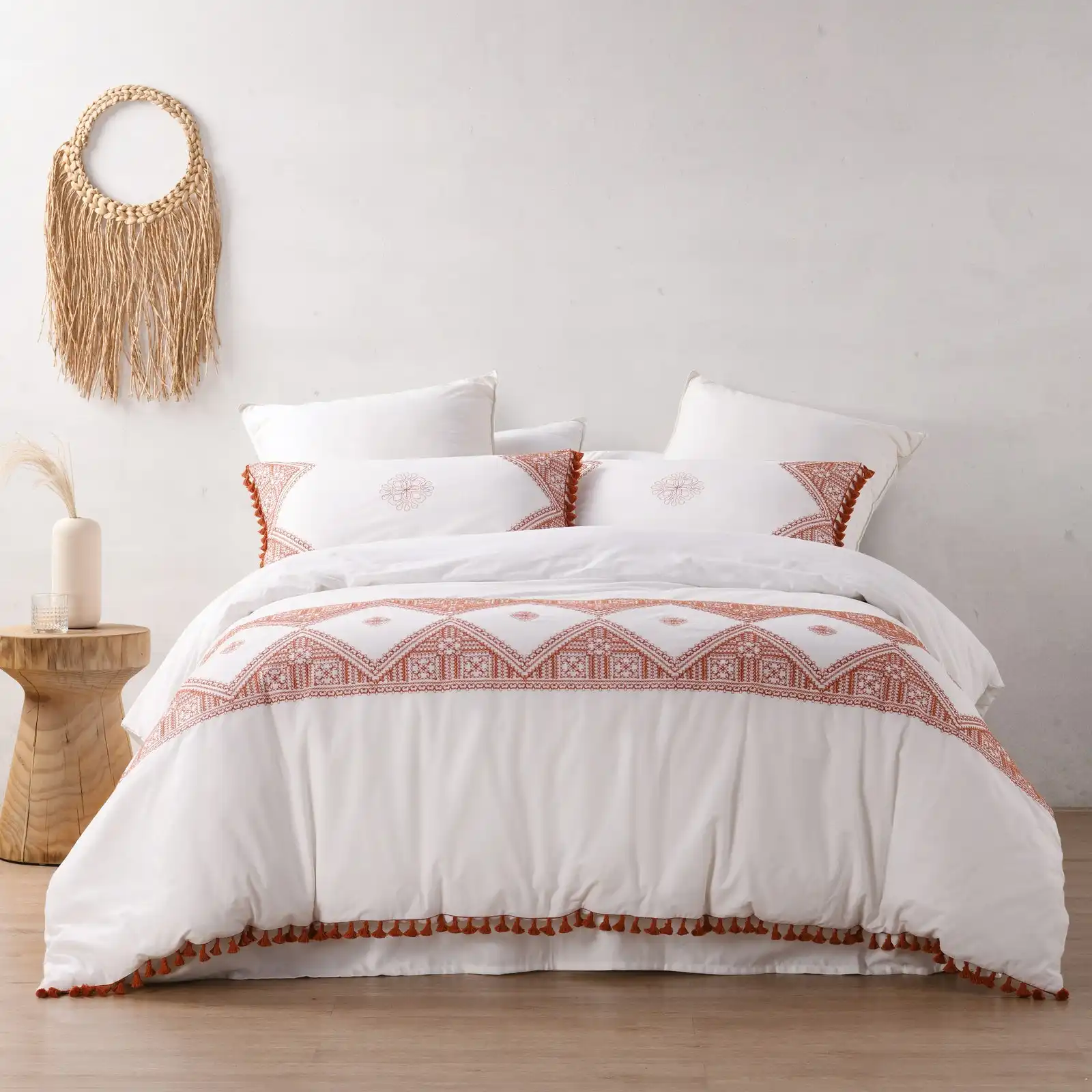 Dreamaker Liberty 100% Cotton Quilt Cover Set Rust Double Bed
