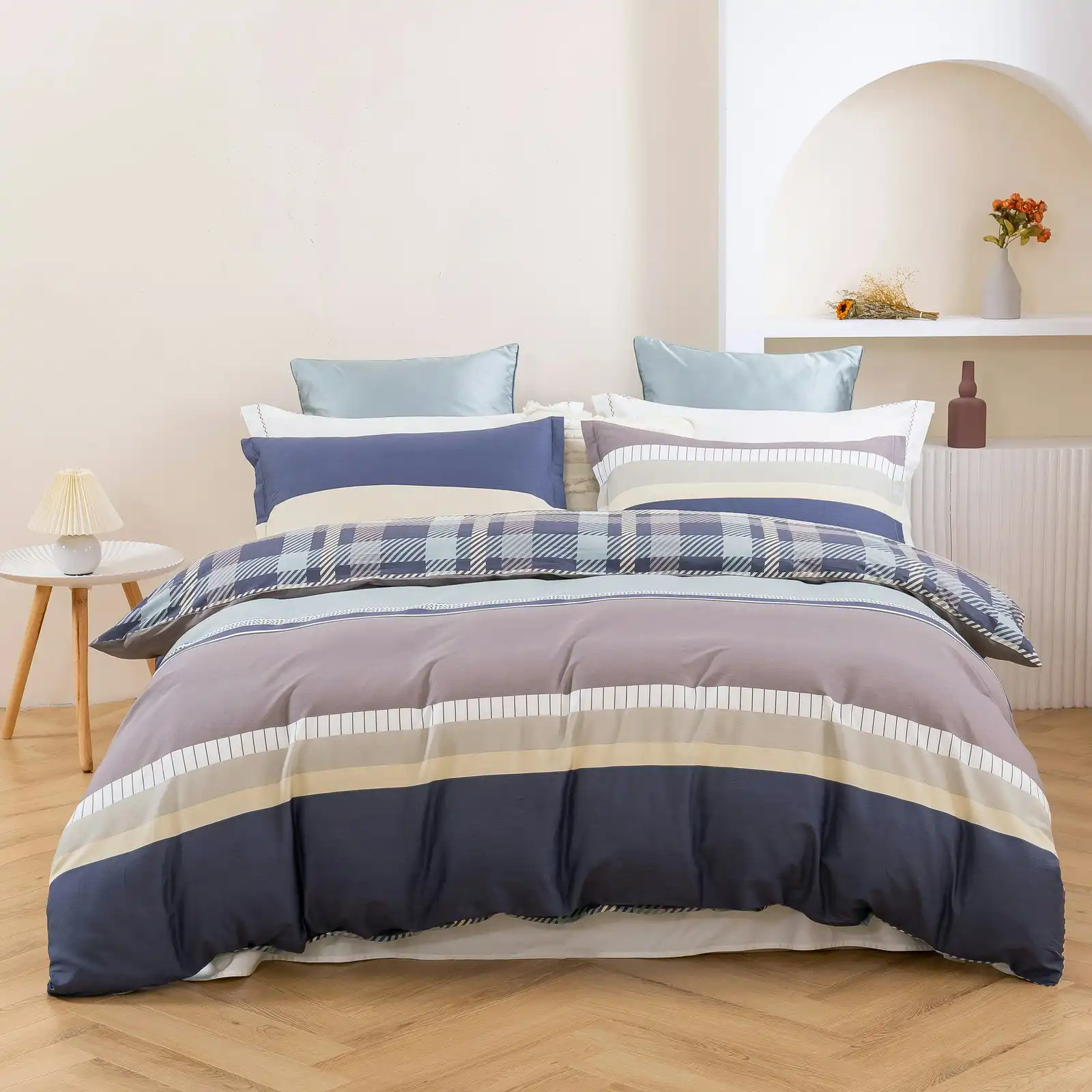 Dreamaker Gaia 100% Cotton Reversible Quilt Cover Set King Single Bed
