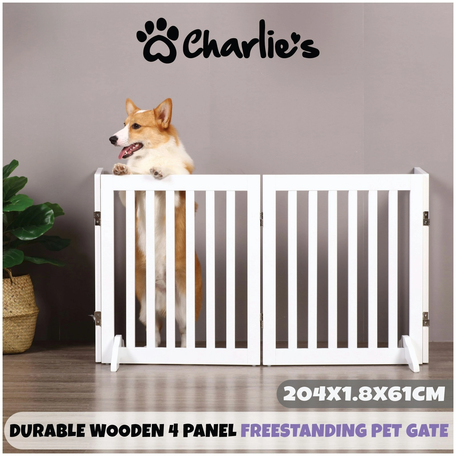 5000544 4 Panel Freestanding Pet Gate White