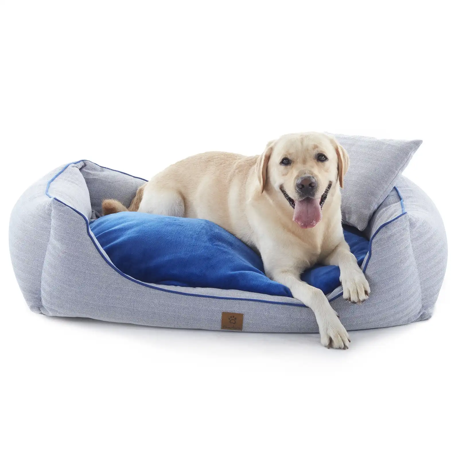 Charlie's Hampton Herringbone 3pc Dog Bed Blue Large