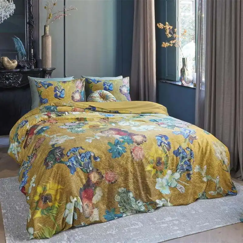 Bedding House Van Gogh Partout des Fleurs Cotton Sateen Gold Quilt Cover Set