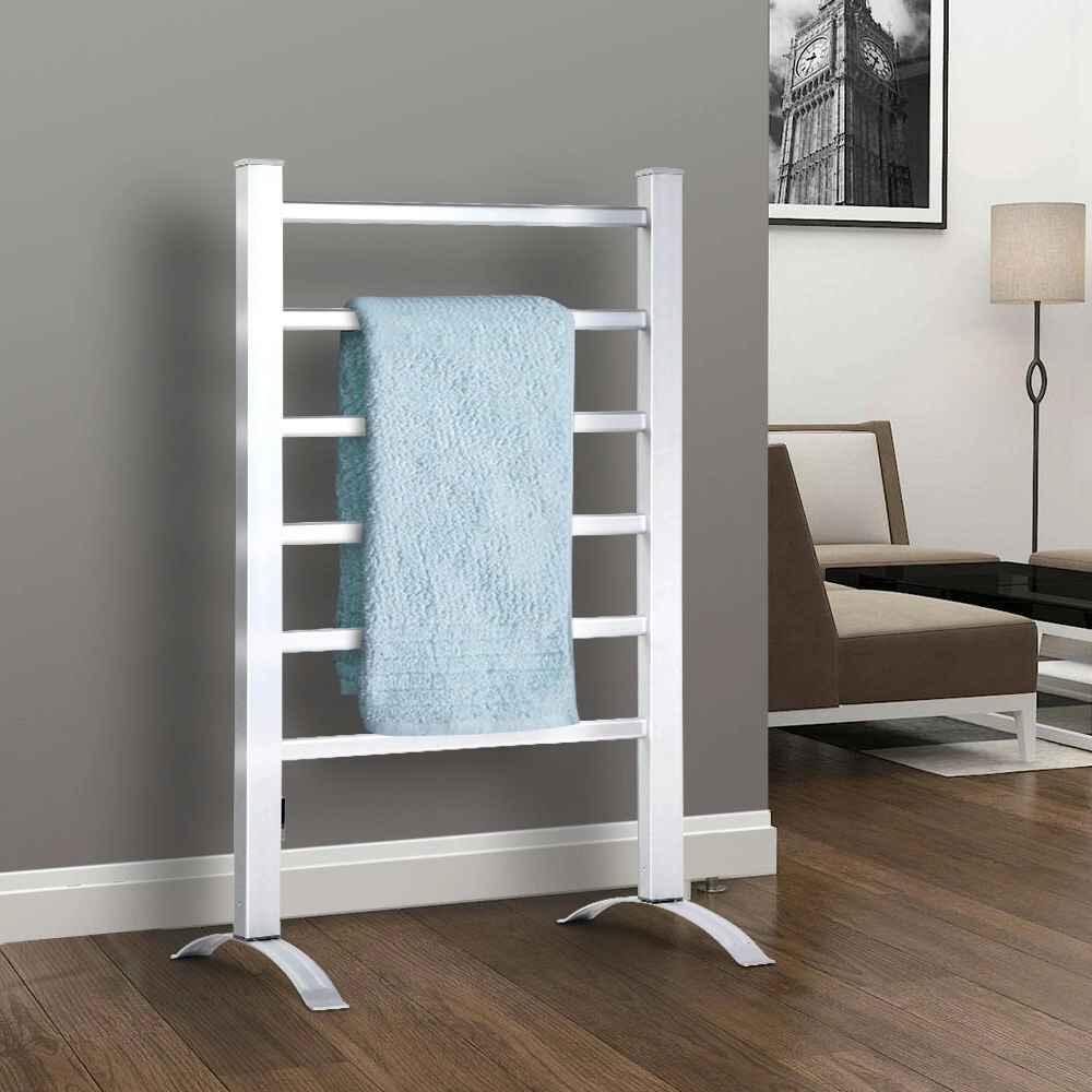 Devanti Electric Heated Towel Rail Rack 6 Bars Freestanding Clothes Dry Warmer