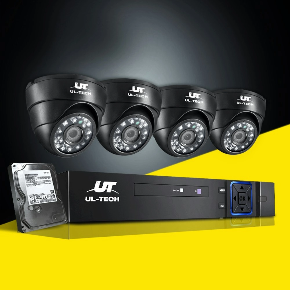 UL-tech CCTV Camera Security System 8CH DVR 4 Dome Cameras 1TB Hard Drive