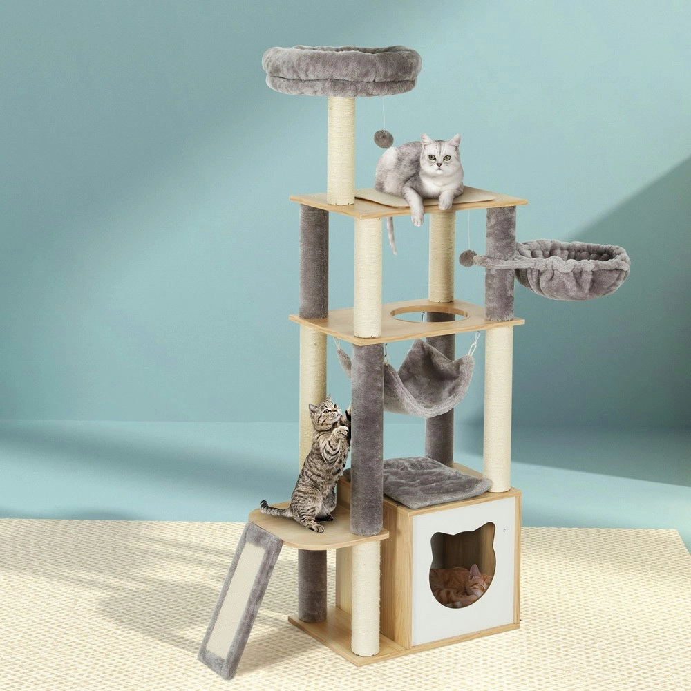 i.Pet Cat Tree 152cm Tower Scratching Post Scratcher Wood Bed Condo Toys House Ladder