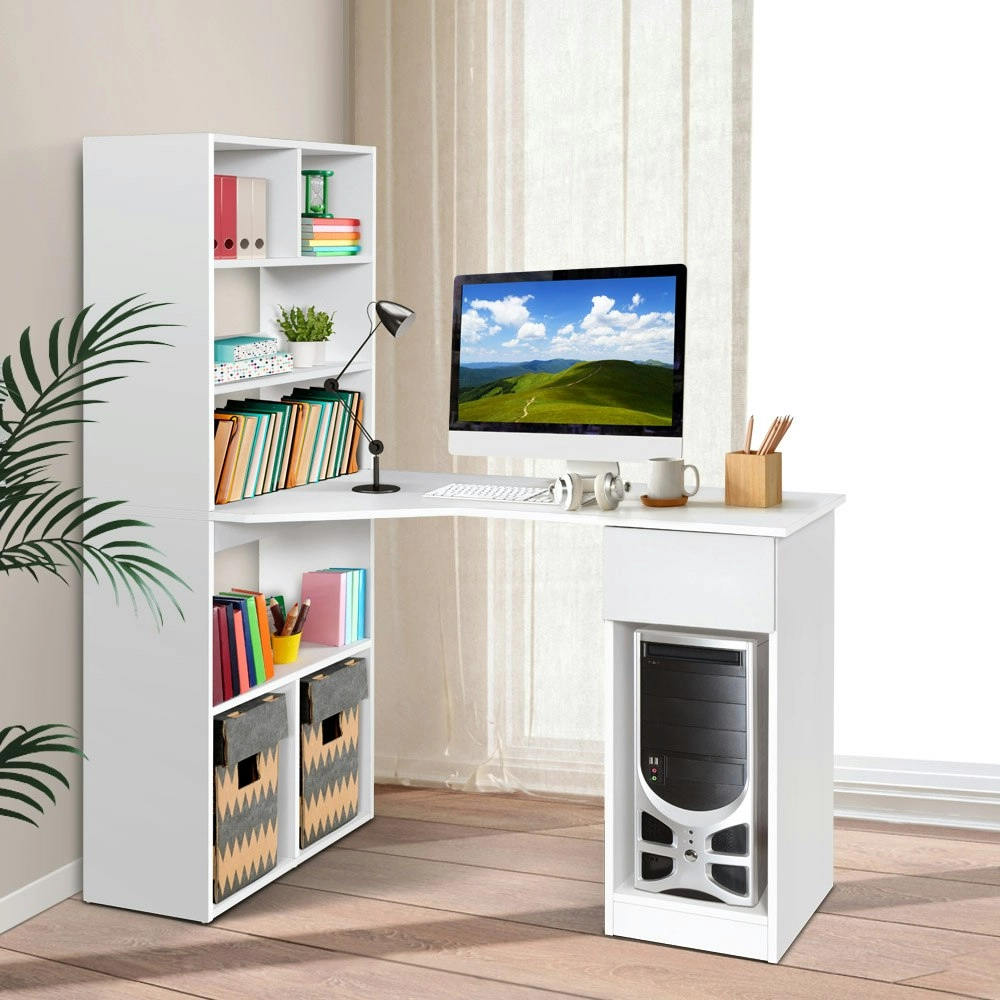 Artiss Computer Desk Bookshelf Drawer Cabinet White 120CM