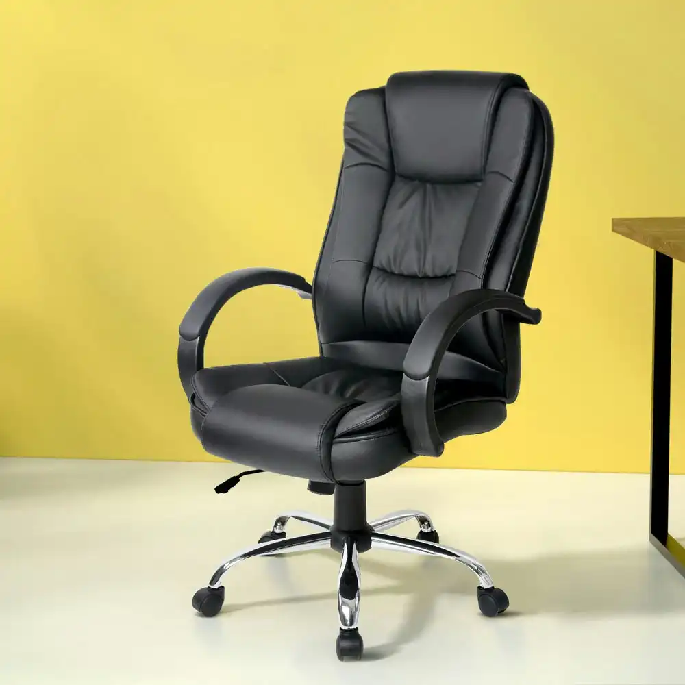 Artiss Rainier Executive Office Chair Leather Tilt Black