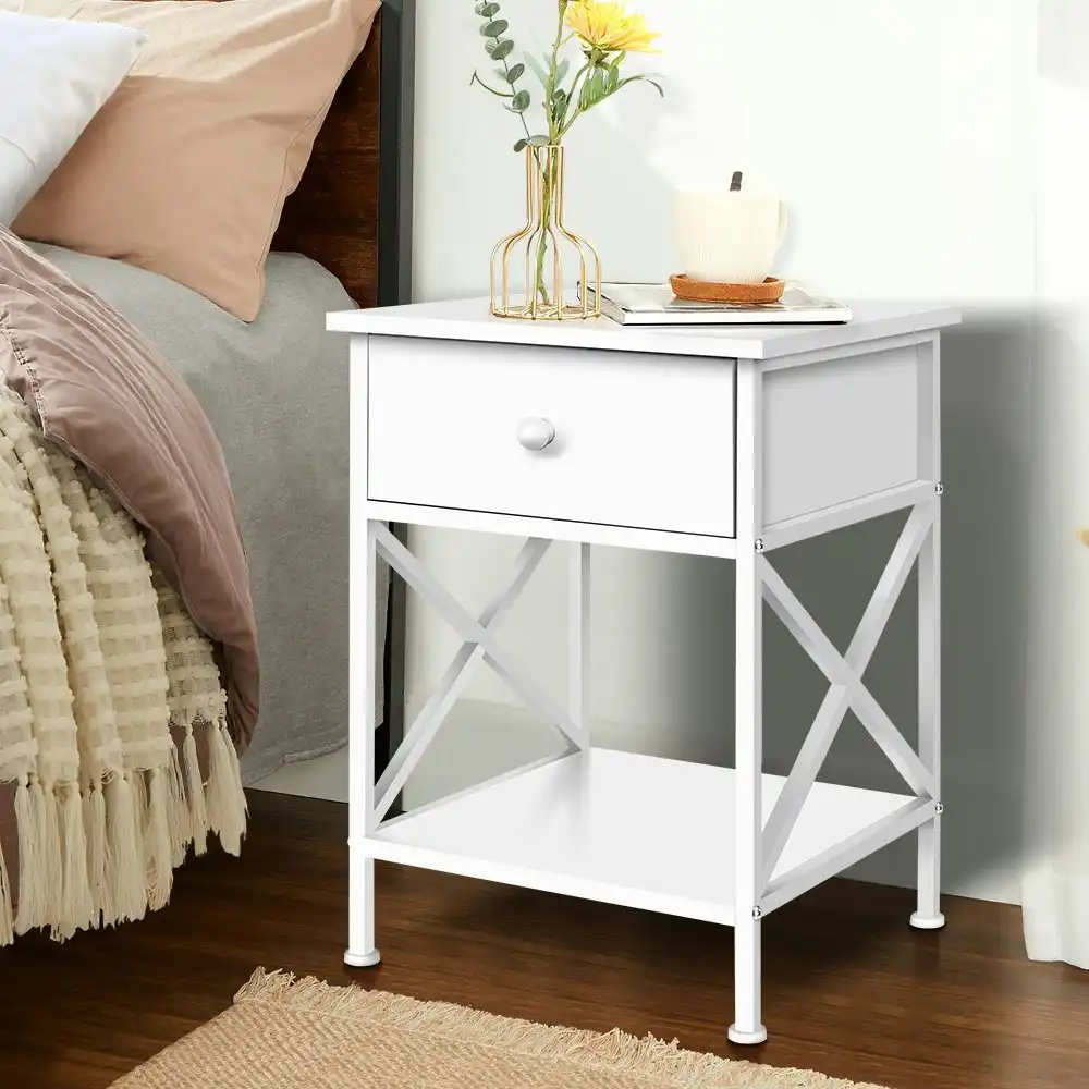 Alfordson Bedside Table Industrial White