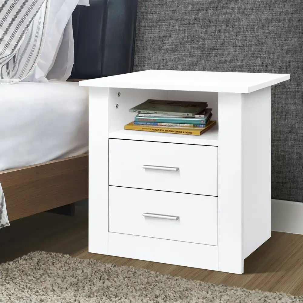 Alfordson Bedside Table Minimalist White