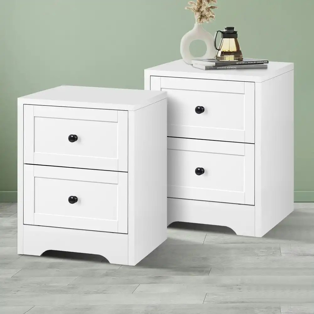 Alfordson 2x Bedside Table Hamptons White