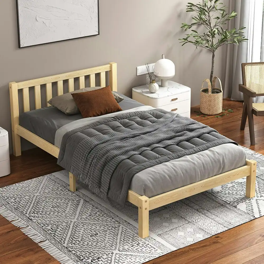 Alfordson Wooden Bed Frame King Single Mattress Base Natural