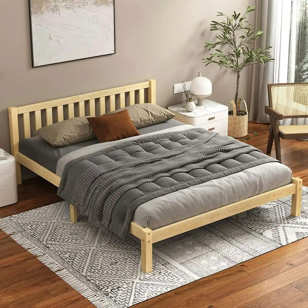 Alfordson Wooden Bed Frame Double Mattress Base Natural