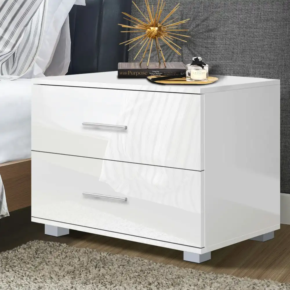 Alfordson Bedside Table Gloss White