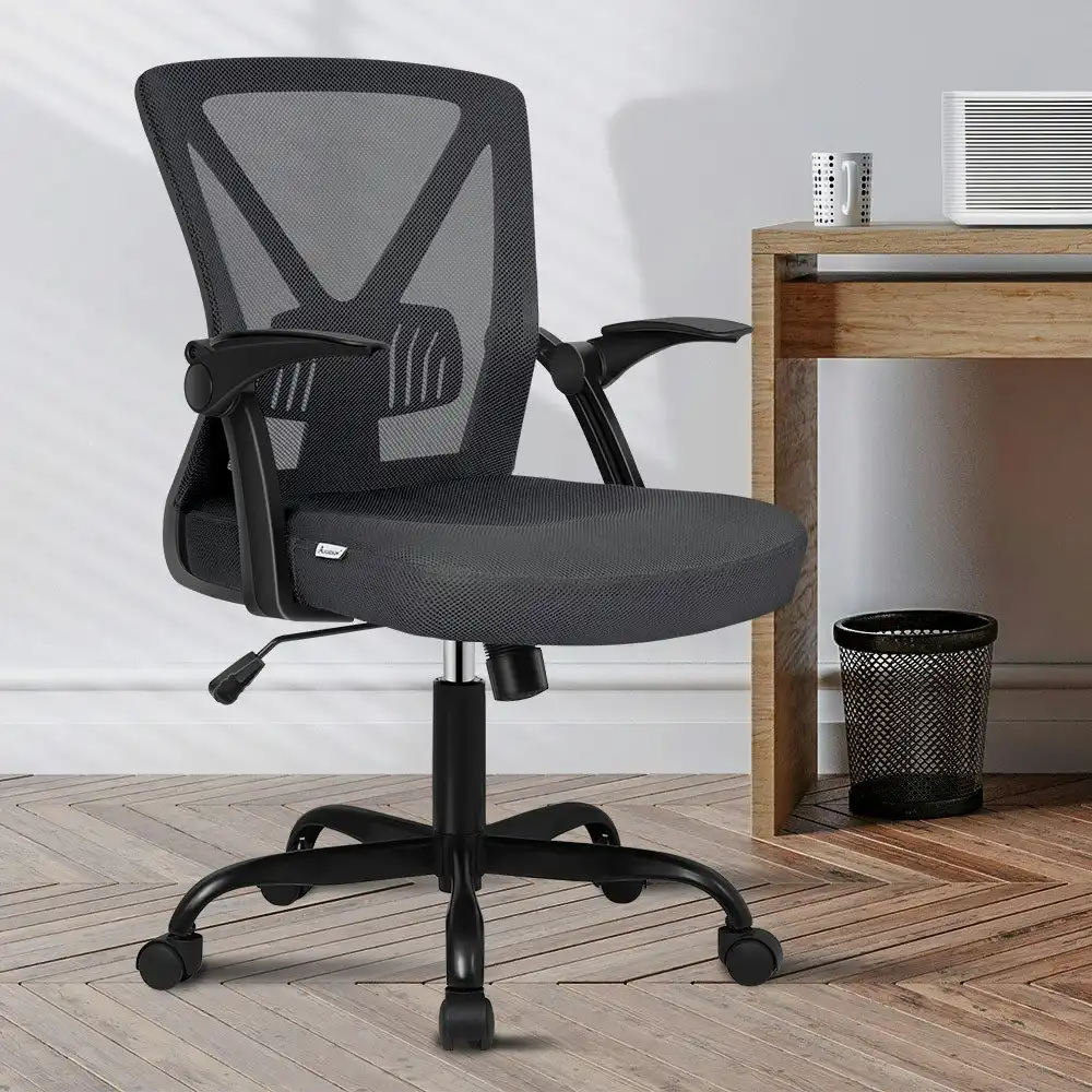 Alfordson Tilt Adjustable Mid Back Mesh Office Chair Dark Grey