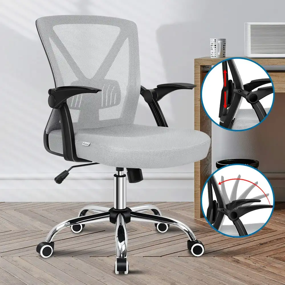 Alfordson Tilt Adjustable Mid Back Mesh Office Chair Black Grey