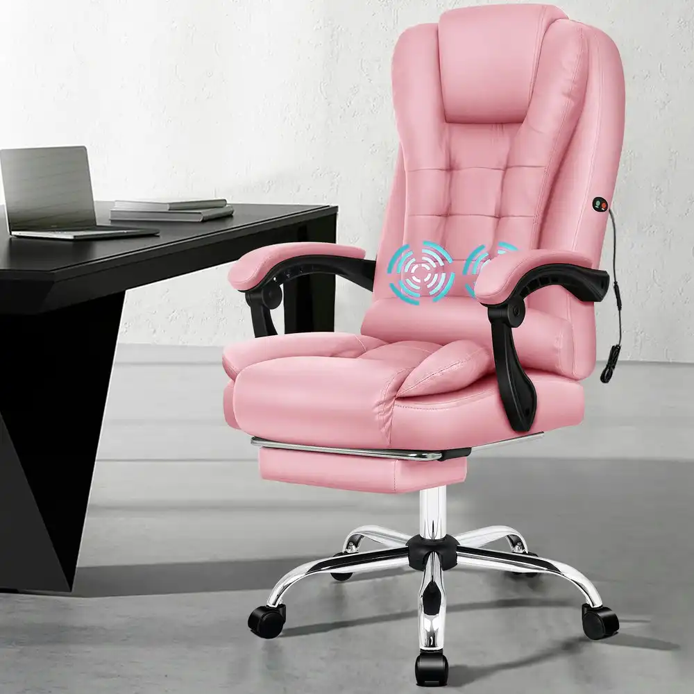 Alfordson Massage Office Chair Executive PU Leather Pink (with footrest)