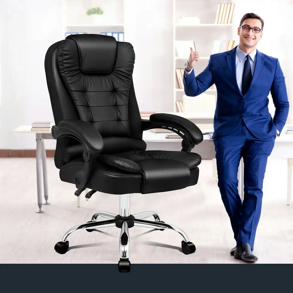Alfordson Office Chair Executive PU Leather Seat Black