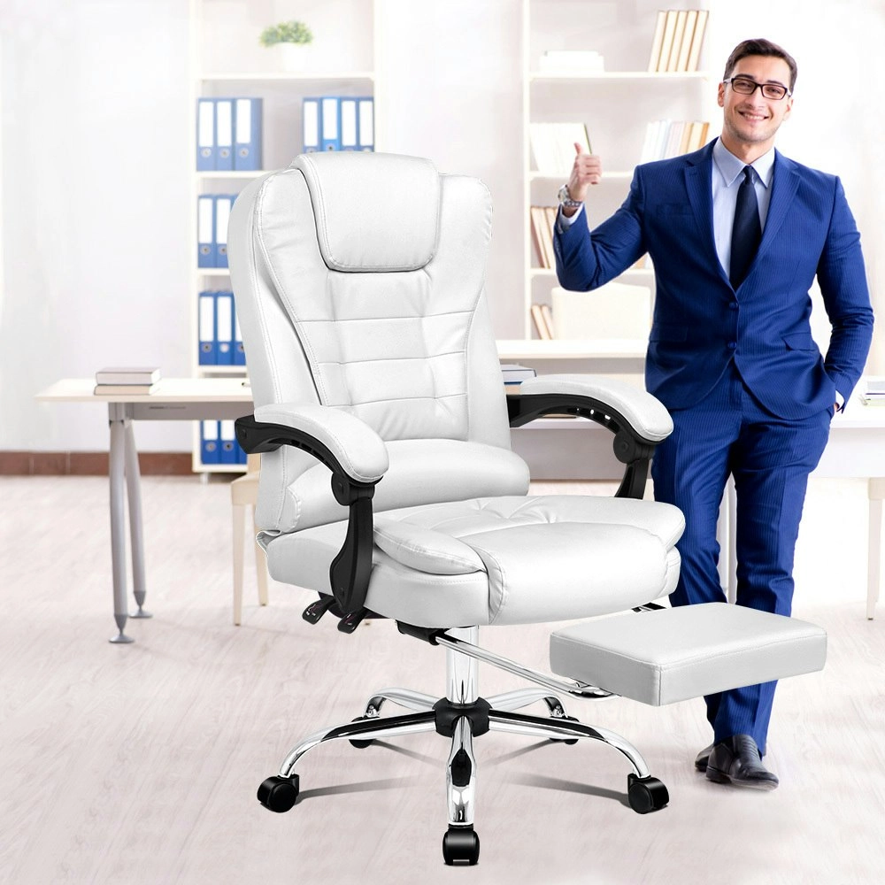 Alfordson Office Chair Executive PU Leather Seat White