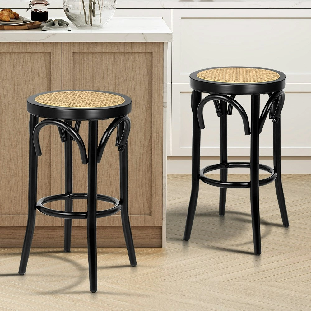 Alfordson Bar Stool Rattan Seat Wooden