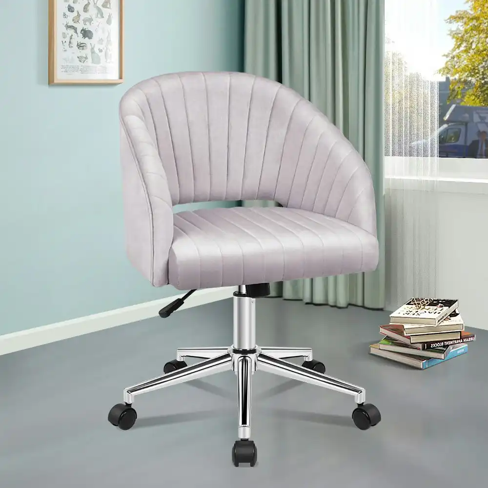 Alfordson Velvet Office Chair Home Office Mid Back Grey
