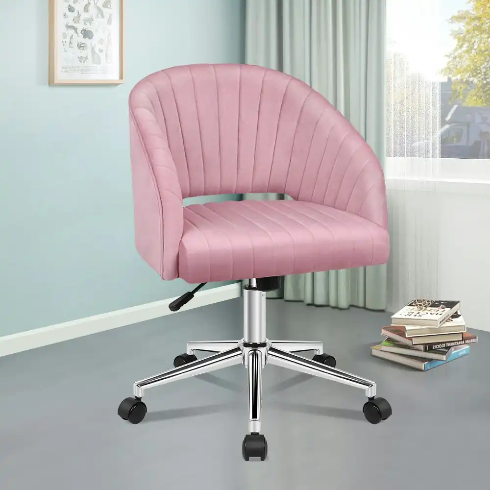 Alfordson Velvet Office Chair Home Office Mid Back Pink