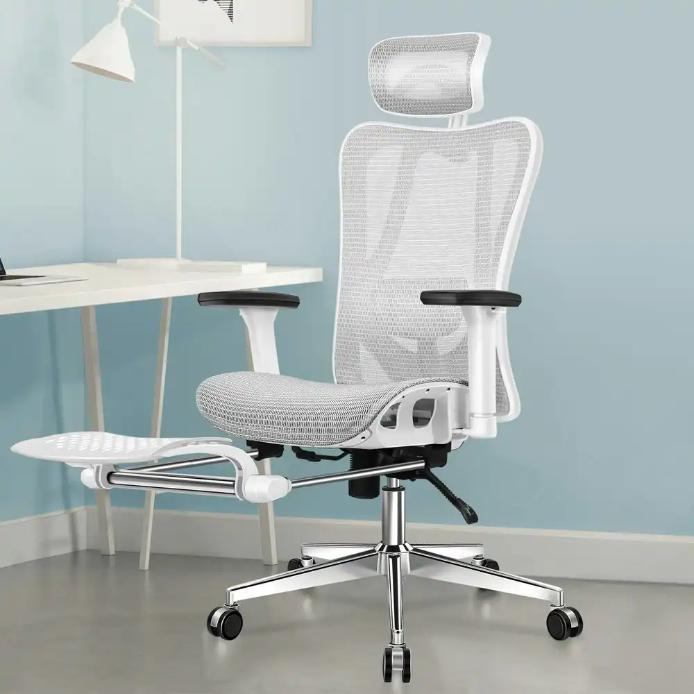 Alfordson Ergonomic Executive Mesh Office Chair White Grey