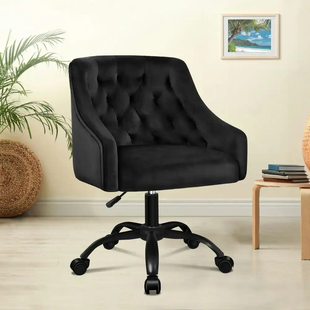 Alfordson Velvet Office Chair for Work Mid Back Black