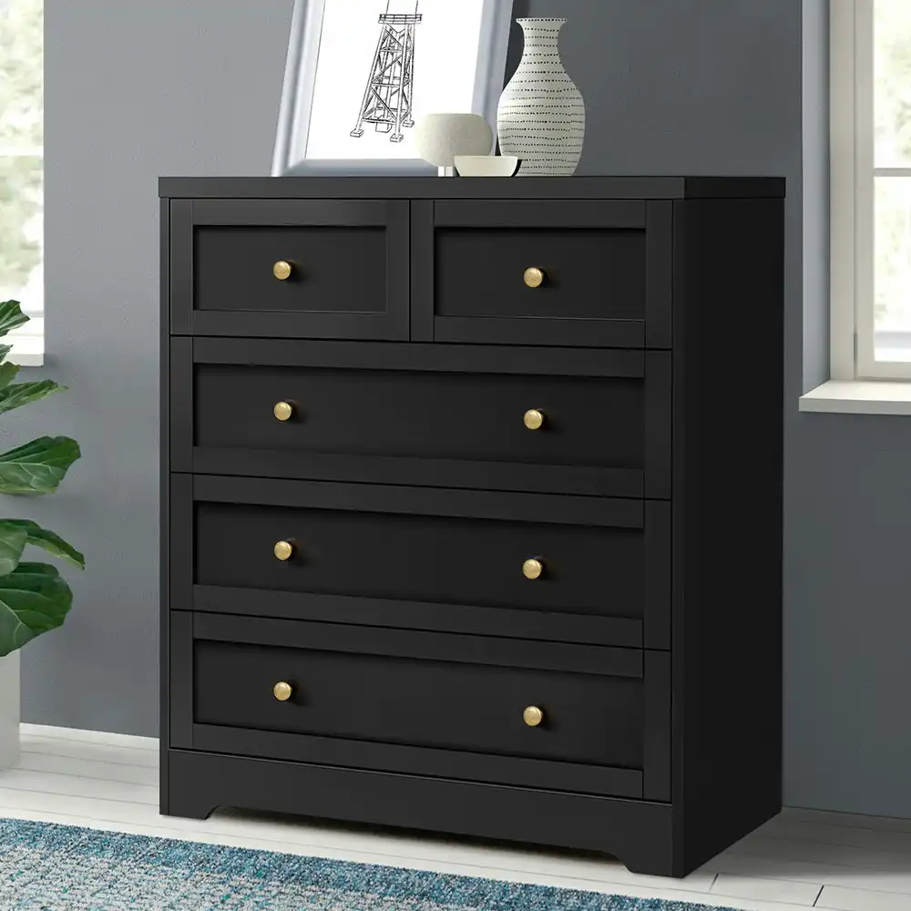 Alfordson 5 Chest of Drawers Hamptons Black